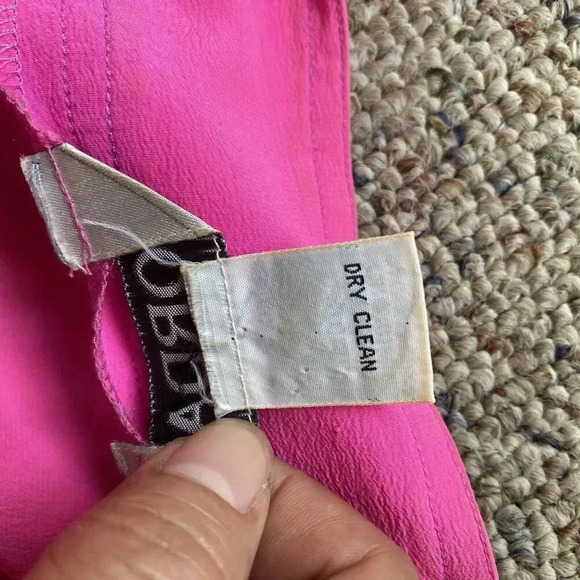 VTG Jordan New York Silk Hot Pink Blouse Top Women’s L 13/14 V Neck Short Sleeve - Picture 4 of 9